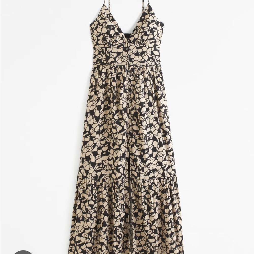 Abercrombie & Fitch Linen-Blend Button-Through Maxi Dress